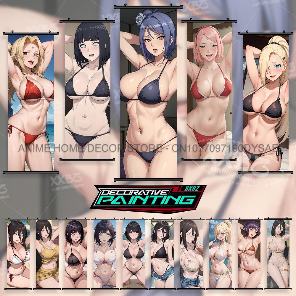 Naruto Konan Posters Sexy Anime Hyuuga Hinata Home Decor Haruno Sakura Decorative Scrolls Picture Yamanaka Ino Hanging Paintings