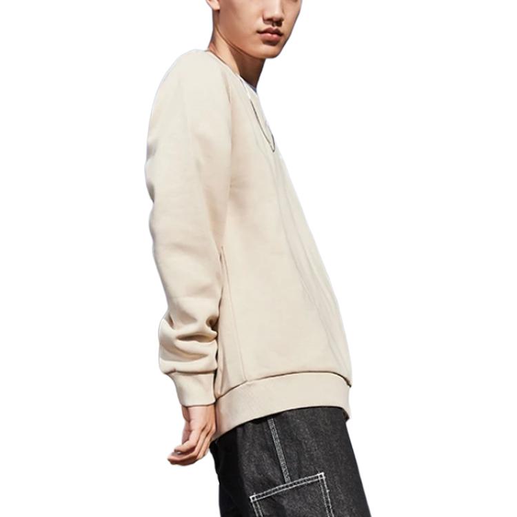 Li Ning Sports Fashion Series Logo Fleece Loose Round Neck Pullover Sweatshirt Men Sweatshirt Oyster-Gray AWDPD19-8