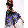 Elegante Vestido Largo con Estampado Floral para Mujer Fiesta de Verano Cuello U Manga Corta Noche