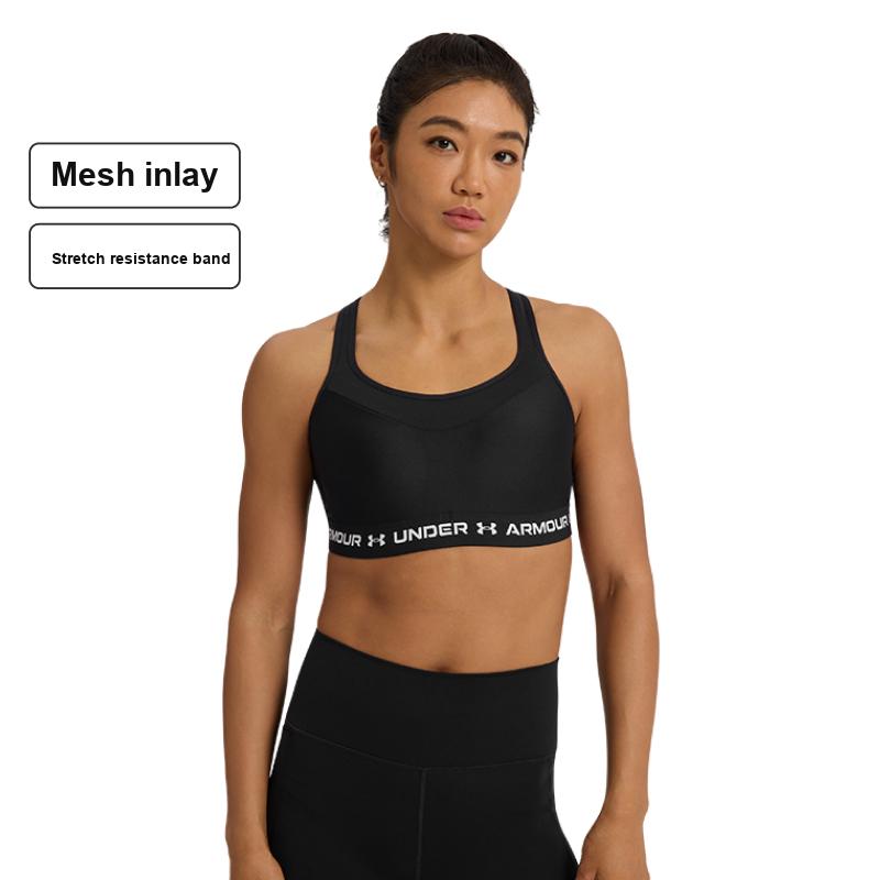 Under Armour HeatGear Soft Comfortable Letter Print Sports Bra Women underwear Black 1387231-001