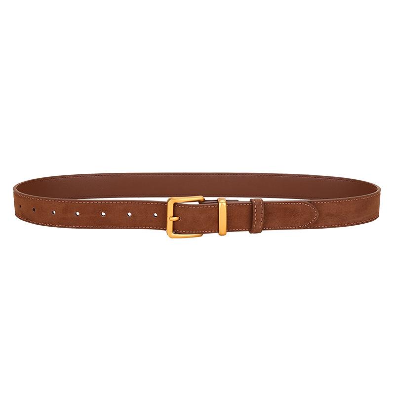 Women'S Leather Belt Light Luxury Simple Decorative Jeans Belt Women'S Velvet Cowhide