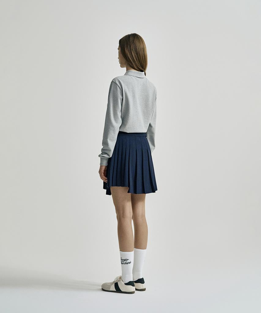 SERGIO TACCHINI W Tr Asymmetrical Pleated Skirt (Navy)