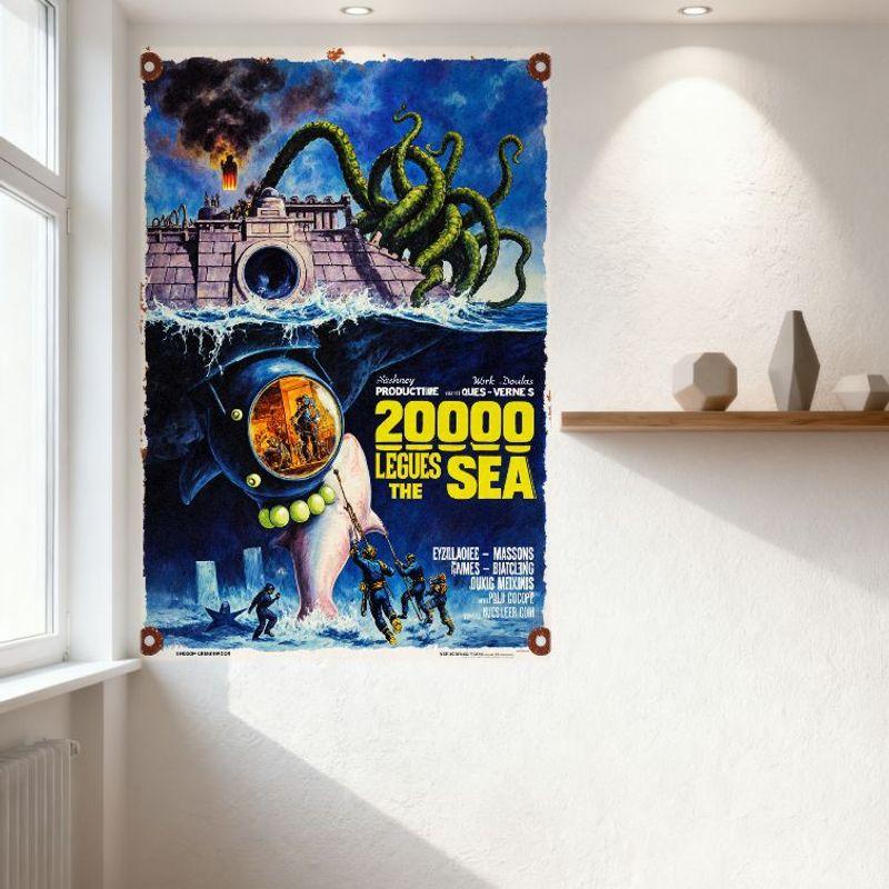 20 000 mil pod mořem Vintage filmový plakát Kovový plechový znak Retro sci-fi dobrodružství Nástěnná dekorace pro pánský doupě bar domácí dekor