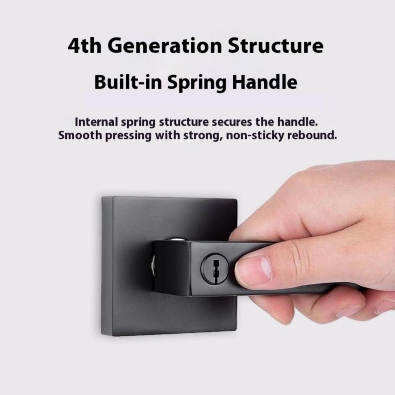 Modern Matte Black Door Handle For Bathroom And Bedroom Aluminum Alloys Smooth Grip Privacy Lock Indoor Installation