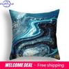 Blue Marble Cushion Cover 45X45Cm Sea Rock Pattern Sofa Pillow Square Abstract Leaf