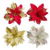 5pcs 14cm Glitter Artificial Christmas Flowers Xmas Tree Ornaments Merry Christmas Decorations for Home New Year Gift