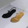 Cowhide Version~ Minimalist Style Simple Round Head Open Toe One Word with Sandals Women's Summer Beach Vacation Cool Slippers