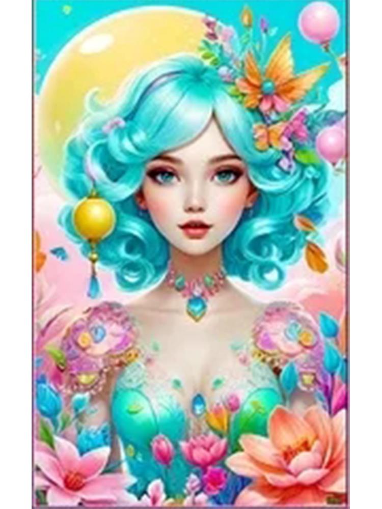 5D DIY Diamond Painting Portrait Beautiful Woman Full Square Round Diamond Mosaic Flower Rhinestone Pictures Home Decoration