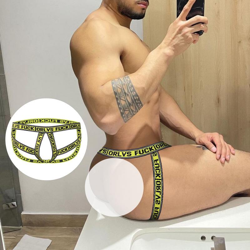 ORLVS Men Erotic Clothing New Low Waist Men Gay Briefs Underwear Cotton Soft Sexy Men's Panties Comfortable U Convex Hollow Sexy Underwear
