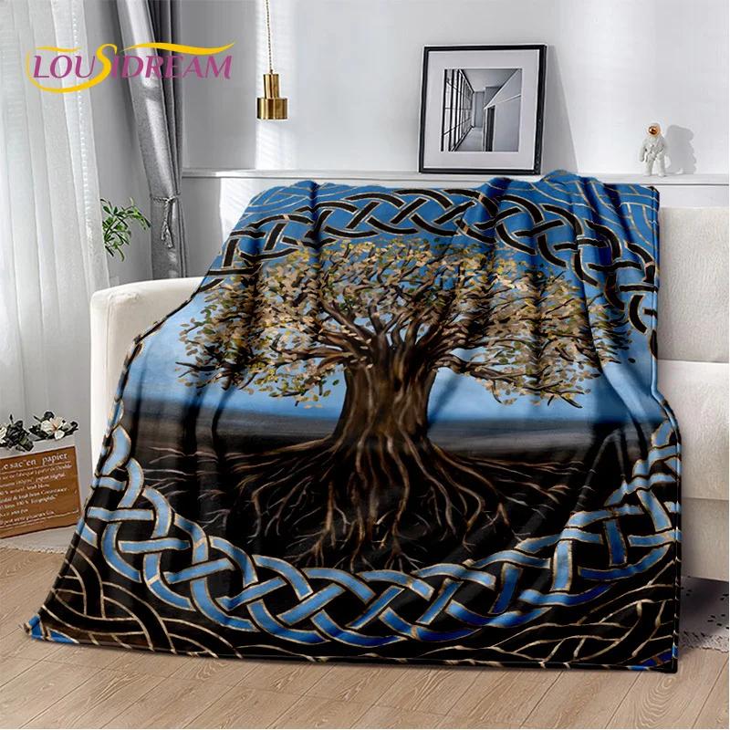Nordic Mythology Yggdrasil Nature Tree of Life Blanket,Flannel Soft Throw Blanket for Home Bedroom Bed Sofa Picnic Office Kids