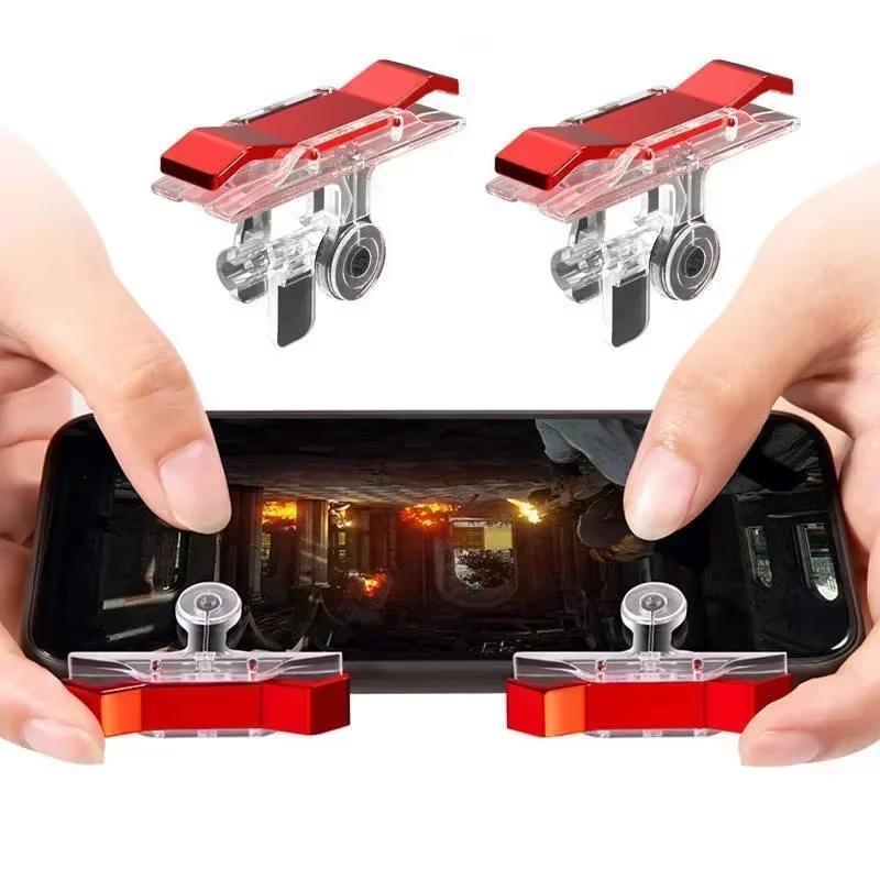 2Pcs E9 Mobile Phone Game Trigger For PUBG 4 Finger  Aim Shooting L1 R1 Metal ABS Key Button for IPhone Android Gamepad Joystick