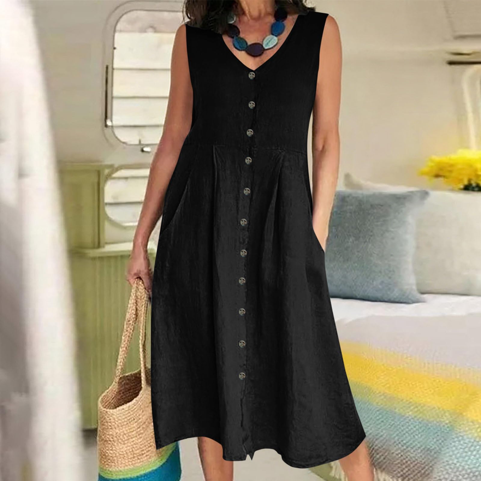 

Women s Color Sleeveless Slim Fit Fashionable Long Dress XL чорний