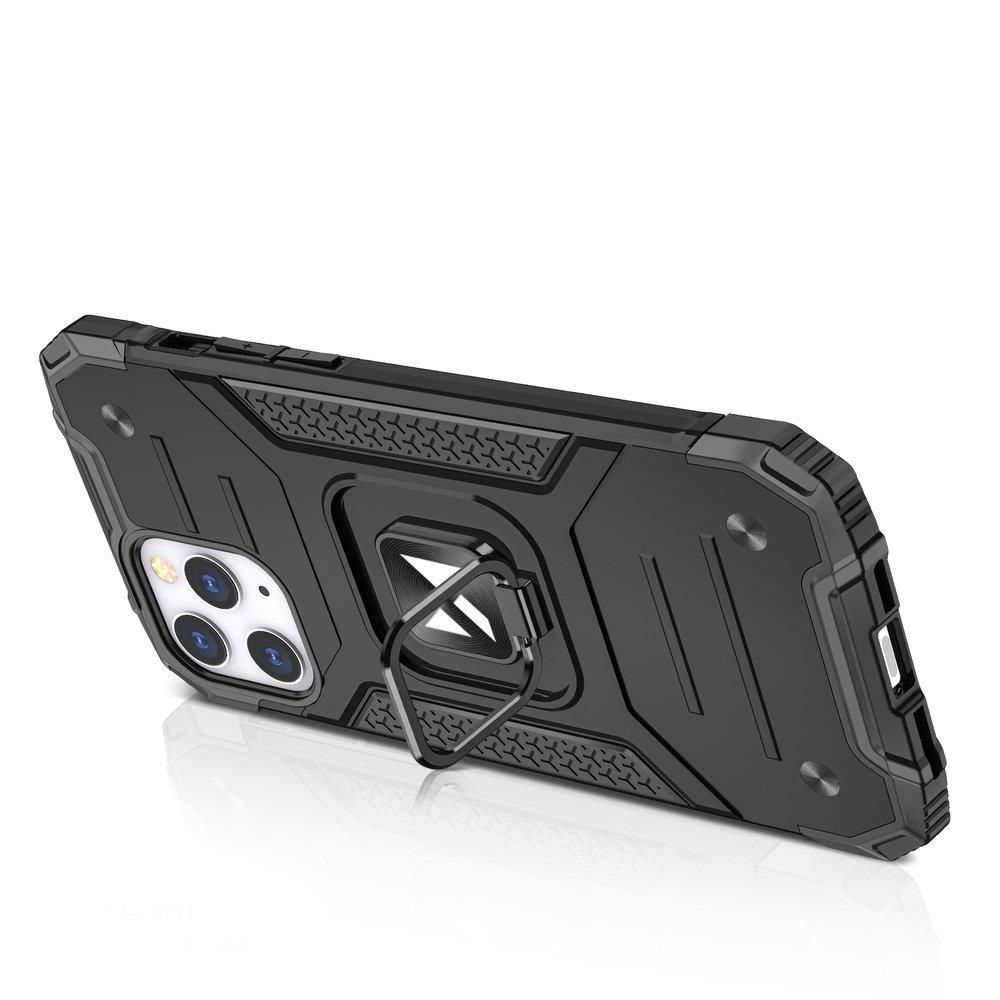 Armored case cover + magnetic holder iPhone 13 Pro Max Ring Armor silver