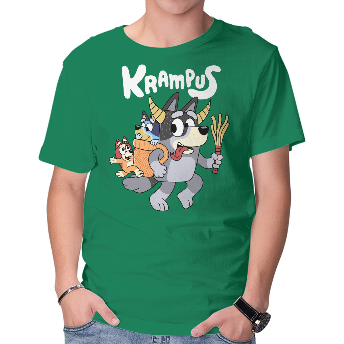 Unisex Crew Neck T-Shirt Krampus Bluey Graphic Short Sleeve Casual Tee XXL