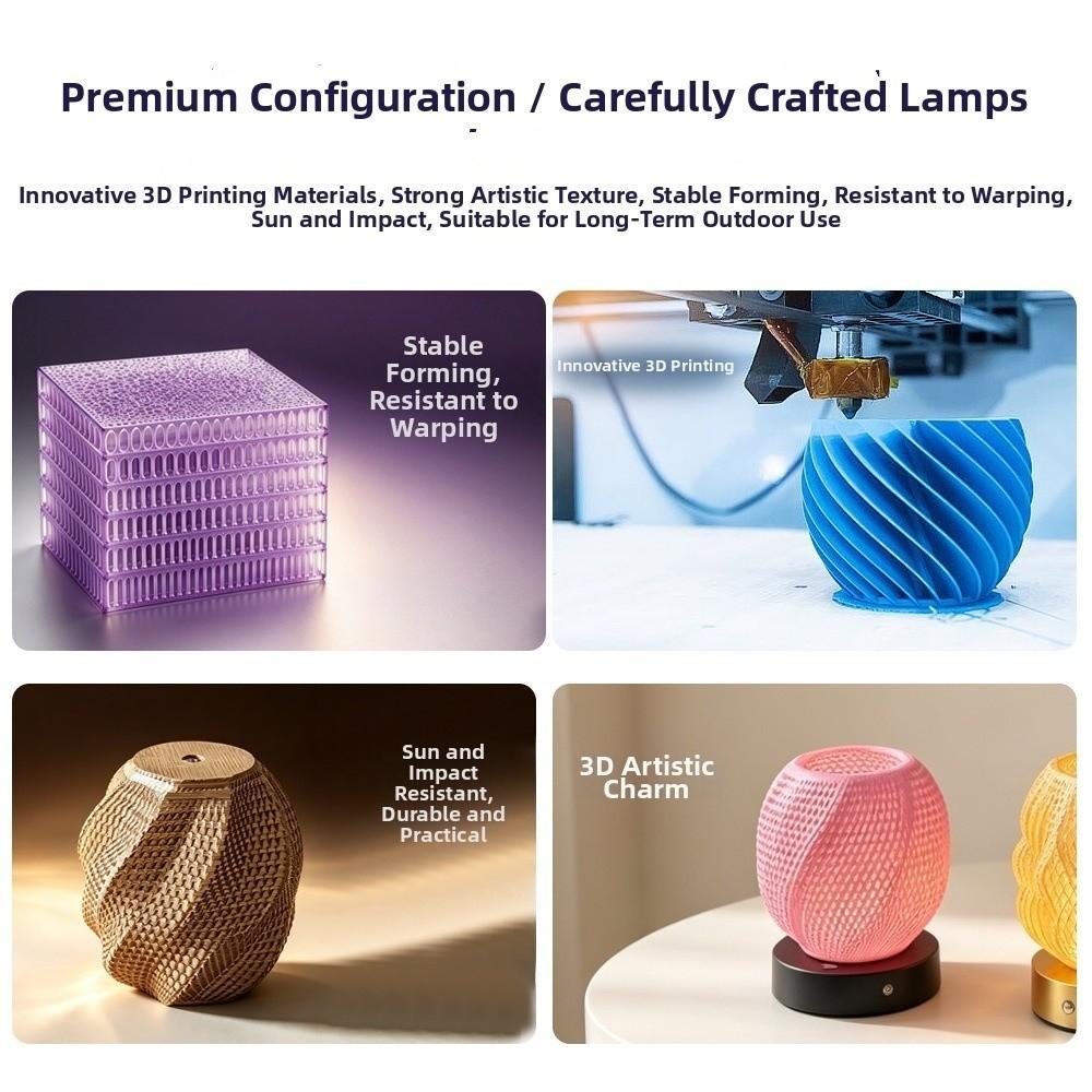 Layered Wave Texture Design 3D Printed Lampshade Exquisite LED Night Light Lampshade Bedroom