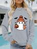 European and American Autumn/Winter Women's Cartoon Print Pullover Sweatshirt with Long Sleeves and Round Neck for Halloween