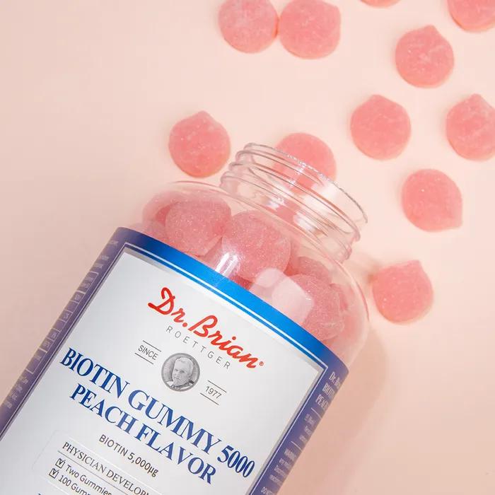 DR. Brian Biotin Gummies 5000 Pfirsichgeschmack (100 Gummibärchen) X 5