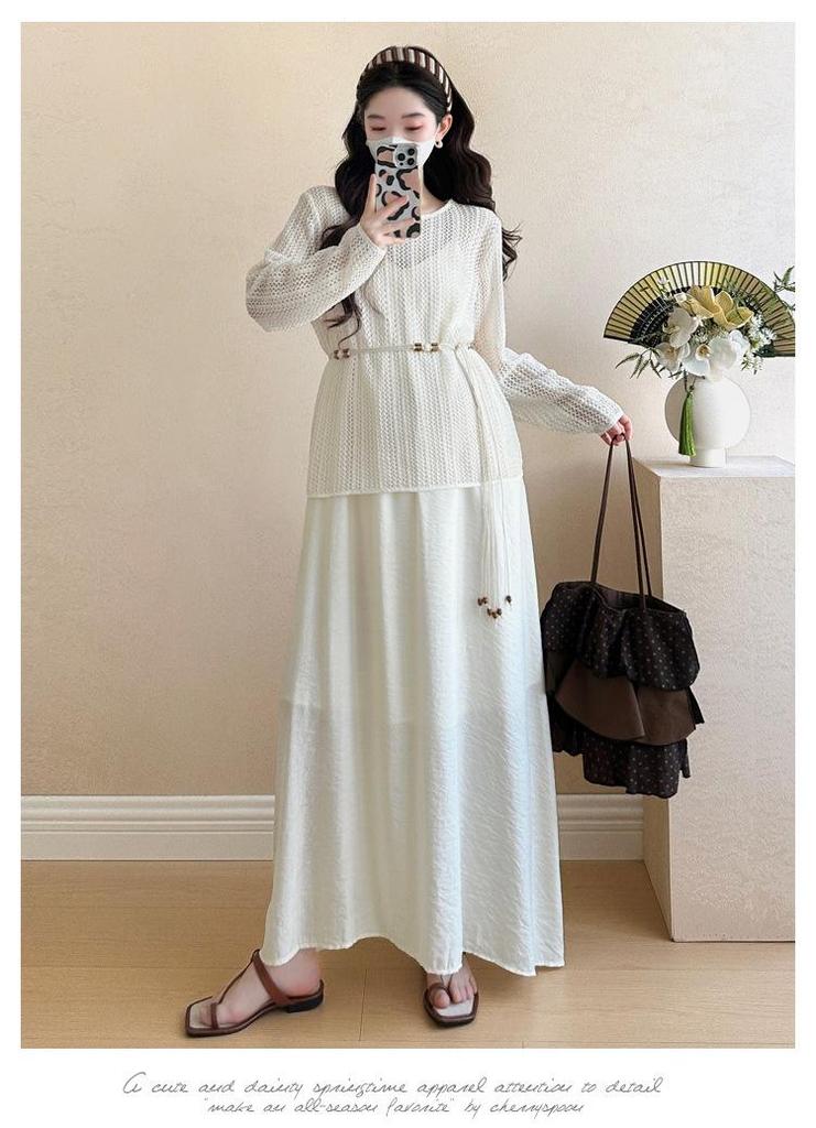 Elegant Maternity Two-Piece: Blouse Top & Camisole Dress - Summer Style 2026