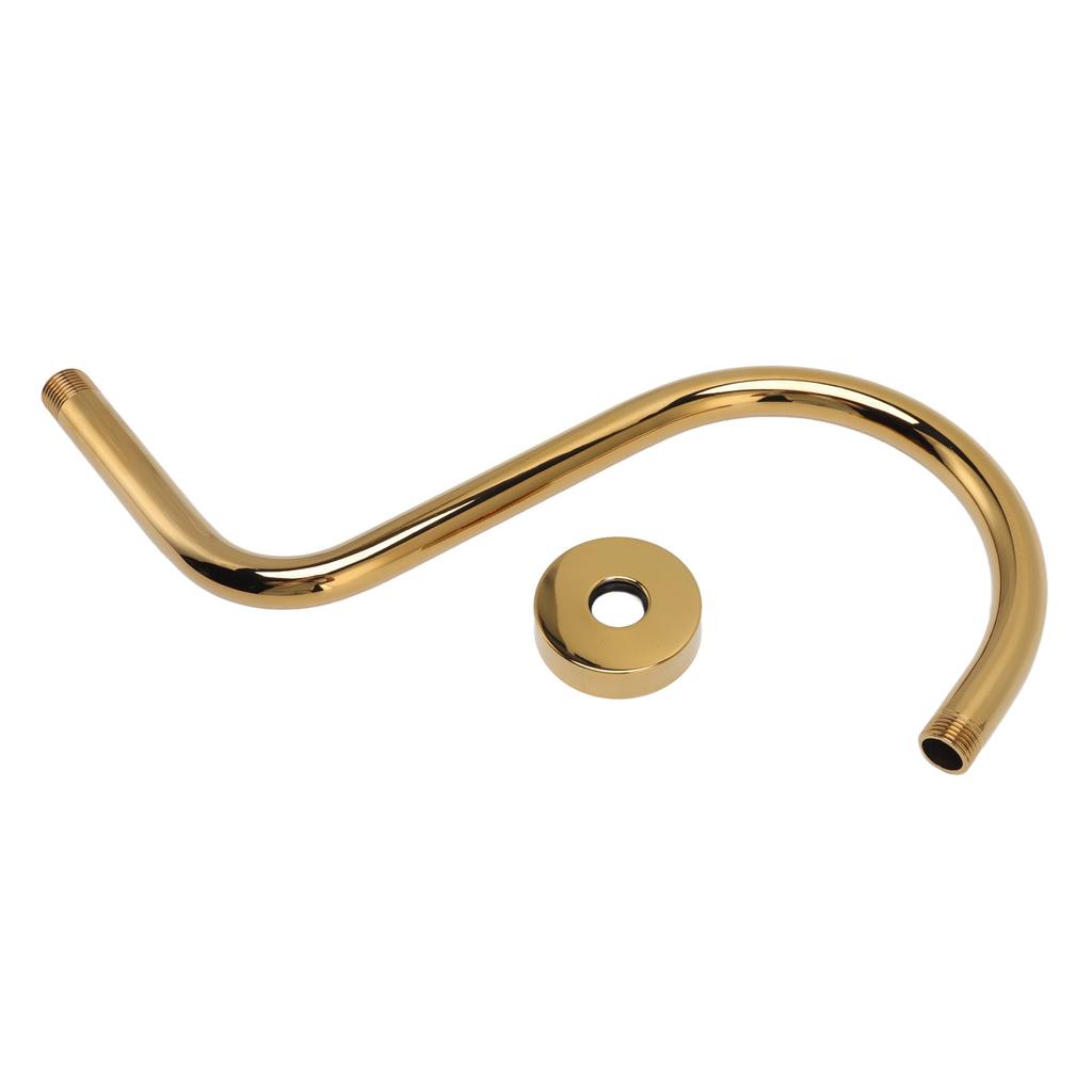 Edelstahl S-förmiger erhöhter Duscharm und Flansch NPT Gebürstet Gold Duschkopf Verlängerungsarm