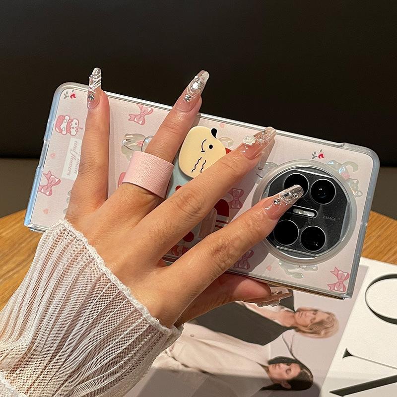 Cartoon cat ring buckle is suitable for Huawei matex1 mobile phone case, new cute matex1 shell pattern transparent matte folding