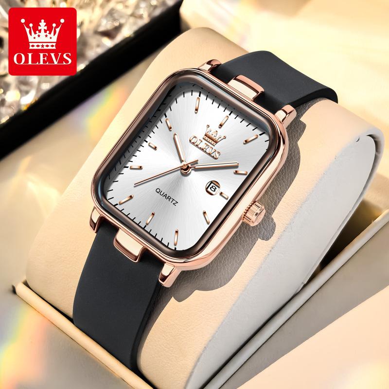 OLEVS Women Watch Fashion Simple Square Quartz Watch Classic Automatic Date Women's Elegant Bracelet Dress Luxury Watch
