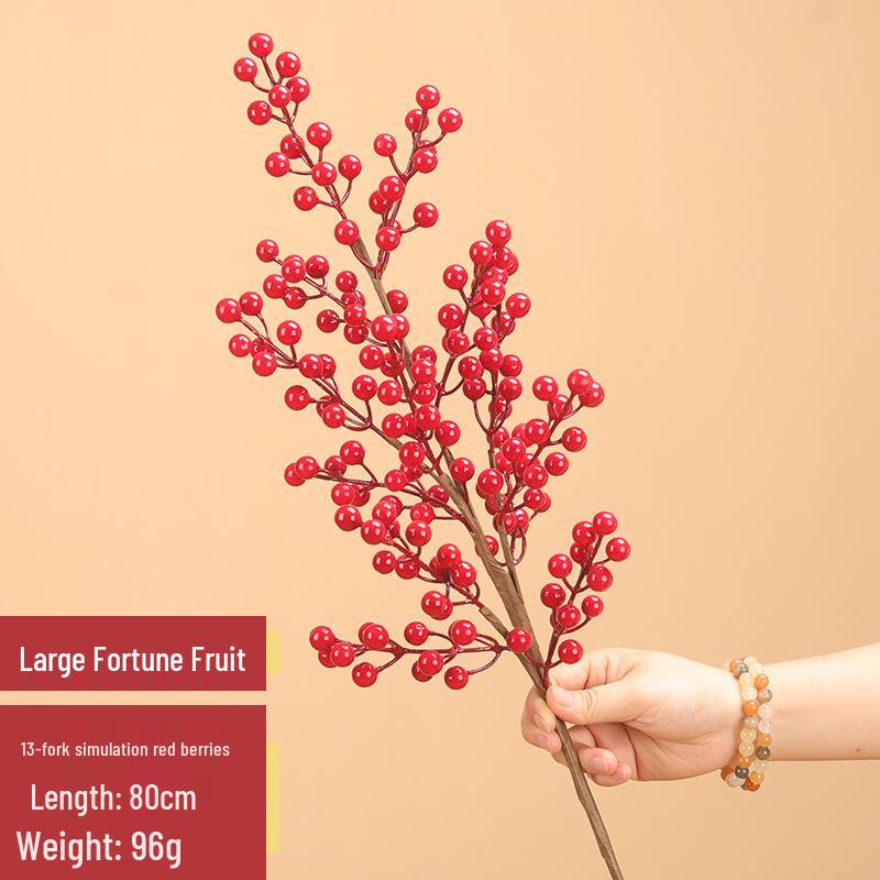 Artificial Pomegranate Persimmon Branch: Red Berry Fruit for Living Room or Entrance Hall Decoration - Chinese Style
