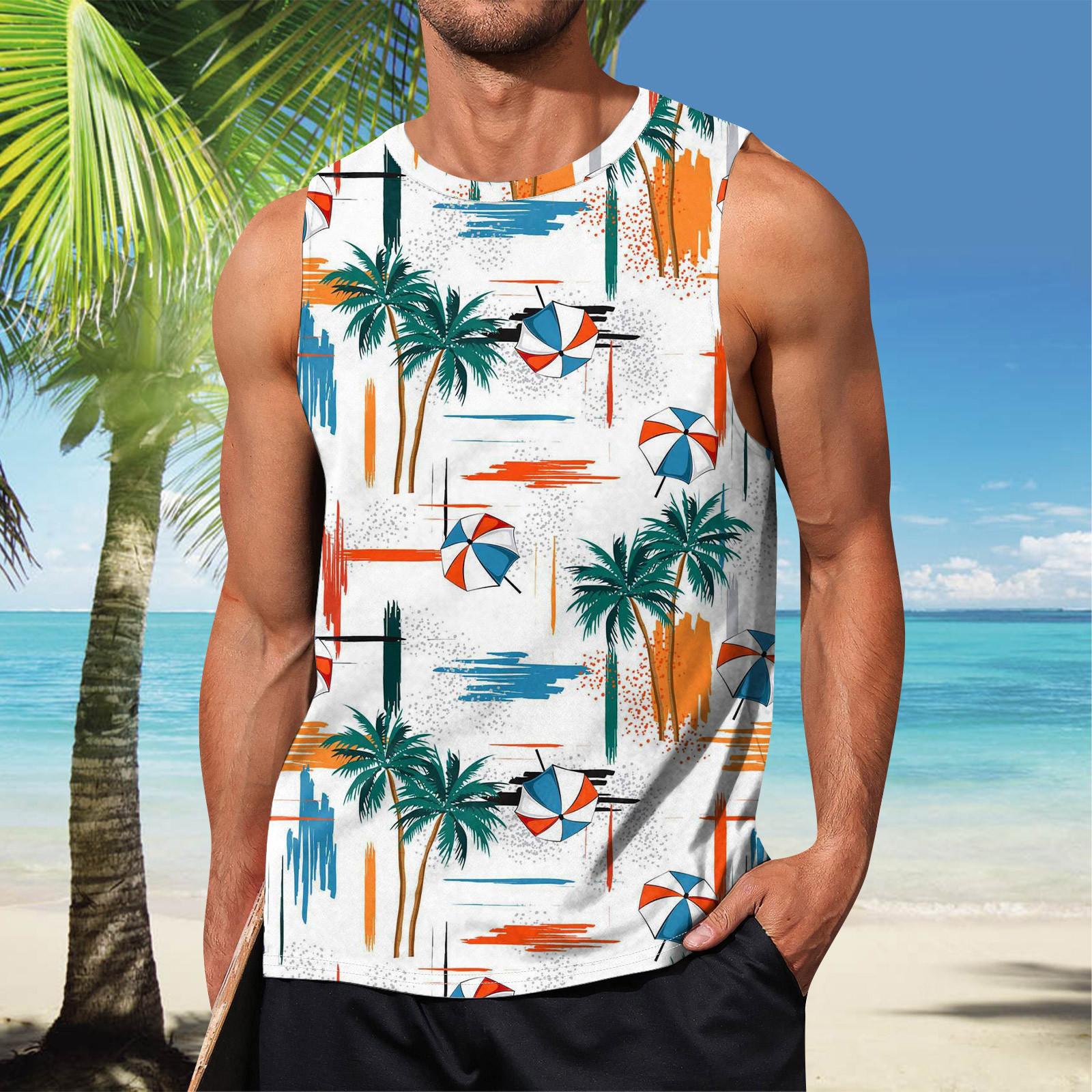 

Мужская летняя пляжная майка для серфинга, большой размер, повседневный дышащий топ без рукавов, свободная майка с принтом, мужская рубашка M белый