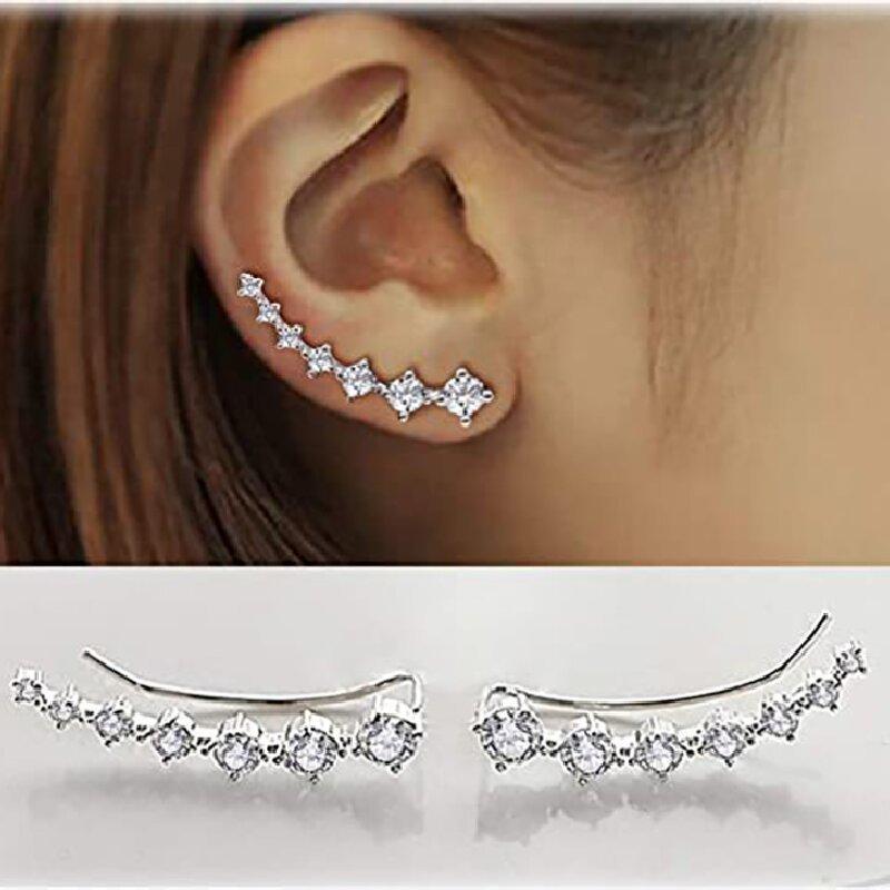 2023 Tide Zircon Super Flash Ear Row, Korean Temperament Internet Celebrity Simple Ear Hook, Exquisite Zircon Earrings