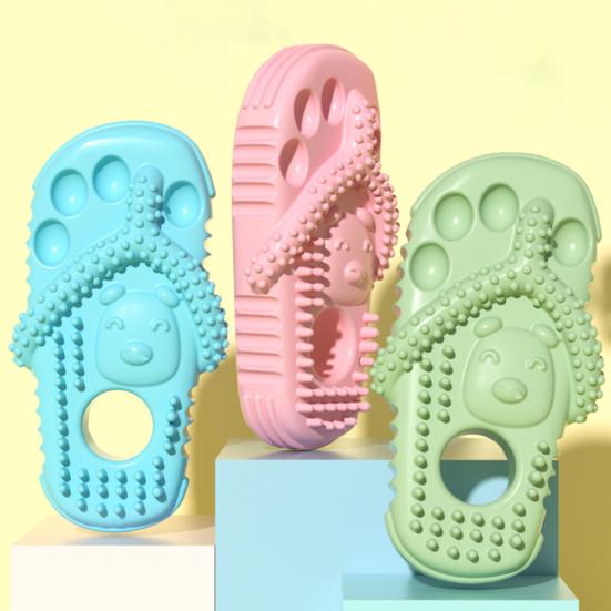 Jouet à mâcher pour chien en forme de pantoufle Caoutchouc Pantoufle Jouet de dentition pour chiot Jouet de nettoyage des dents pour mordeurs agressifs Mordiller Mâcher