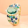 Luxury Gold Color Green Blue CZ Cluster Ring for Women Daily Wear and Party
