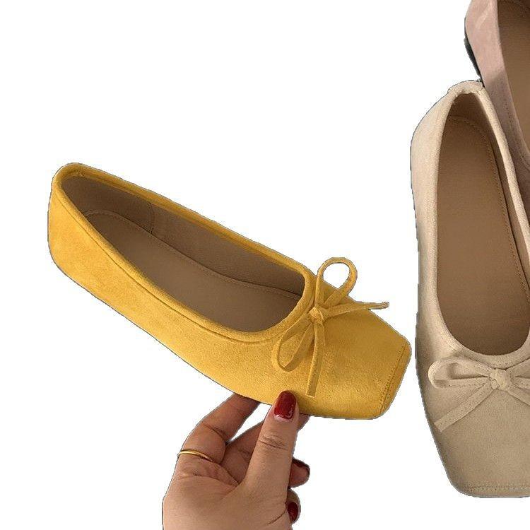Flat Shoes French Bow Women's Shoes Red Small Single Shoes Ballet Shoes Spring and Summer New Ladyshoes Doudou Shoes