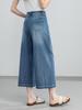 Xin Ge Women's High Waist Wide Leg Cropped Jeans - Summer Plus Size Retro Washed Loose Fit Pants