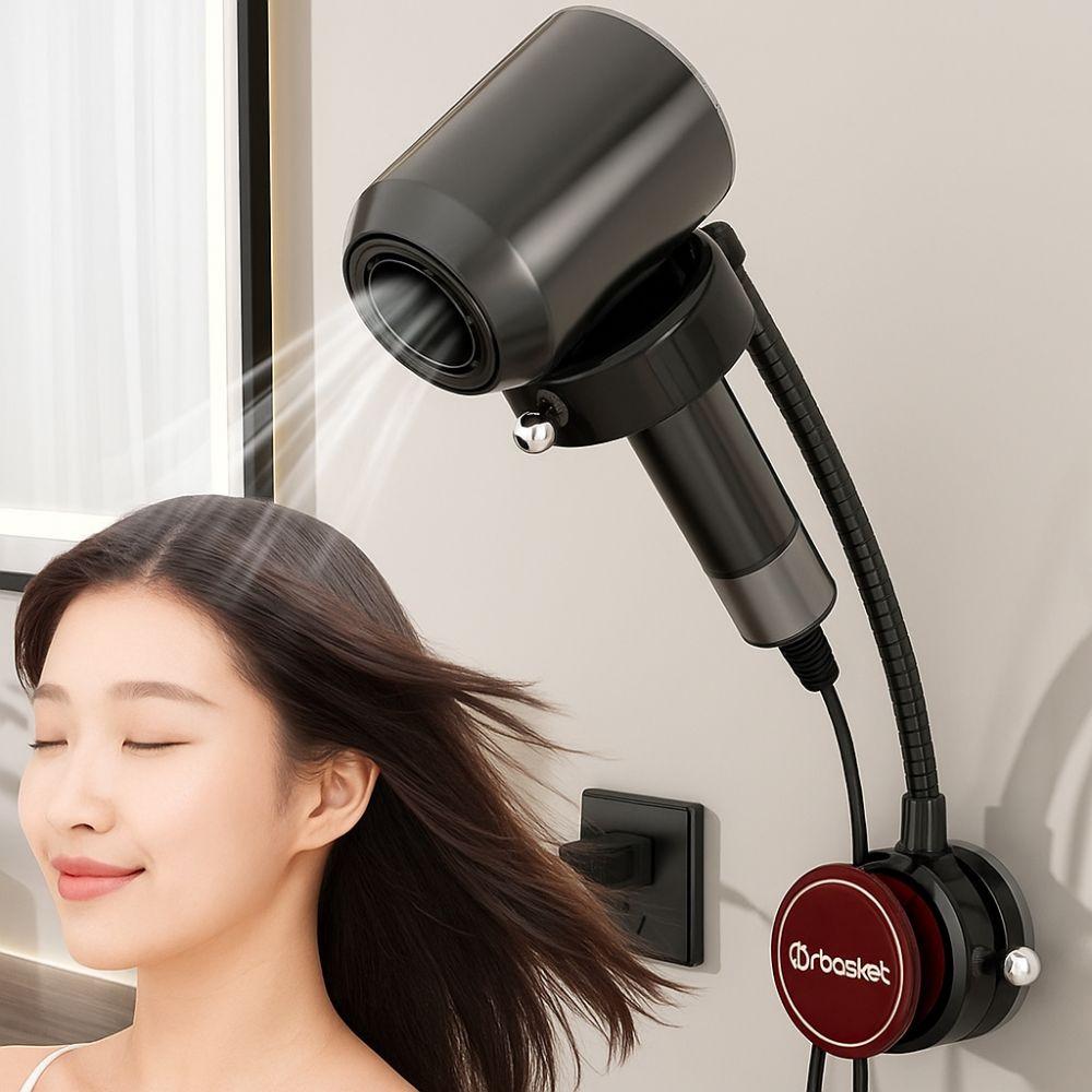 Rotating Hair Dryer Holder Angle Adjustable Hairdryer Shelf Hairdryer Stand  Bathroom Storage
