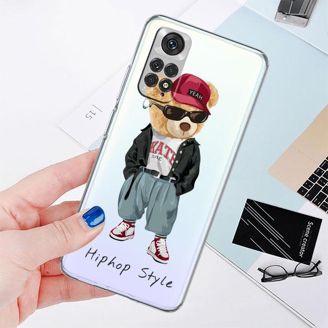 Brand Fashion Bear Phone Case for Xiaomi Redmi Note 11 10 Pro 9 K40 8 7 9S 11T 10S 8T 9A 9C 9T 11S 10C Note 11 Silicone Funda