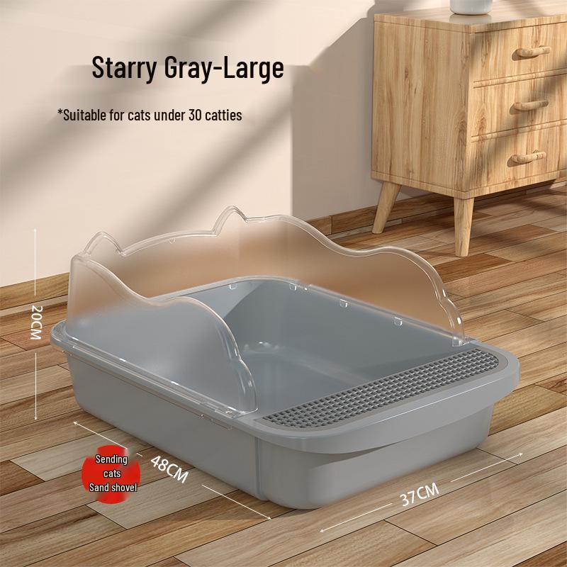Compact Semi-Enclosed Cat Litter Box with Odor Proof Design