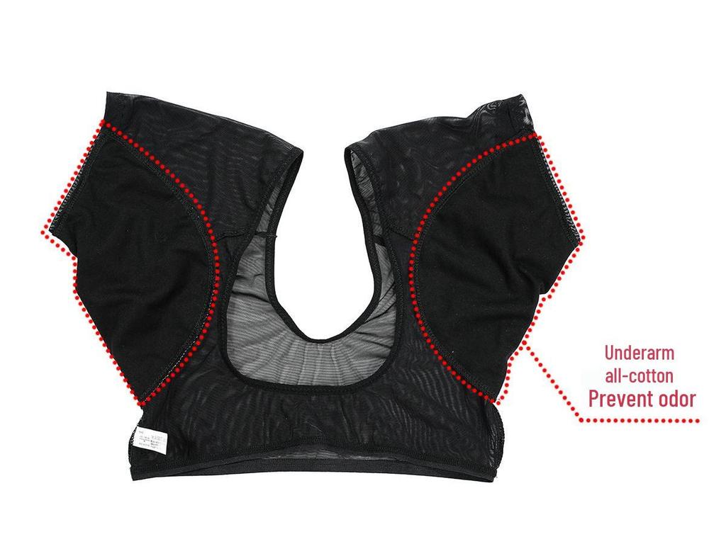 Underarm Cotton Sweat-Absorbent Breathable Quick-Dry Mesh Vest - Short Sleeve Anti-Sweat