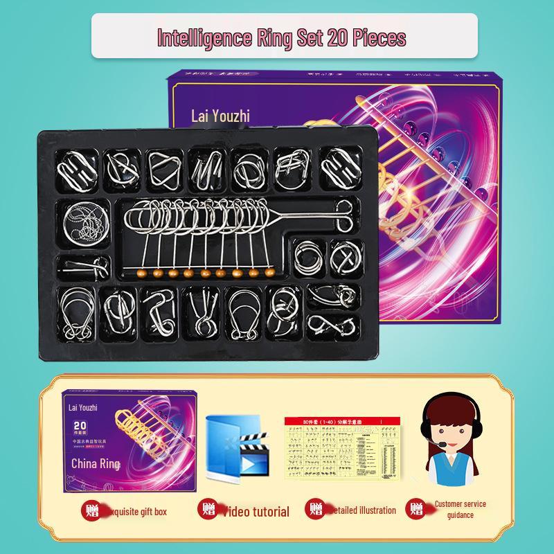 24-Piece Interlocking Rings and Luban Kongming Lock Set - Children's Educational Disentanglement Toys