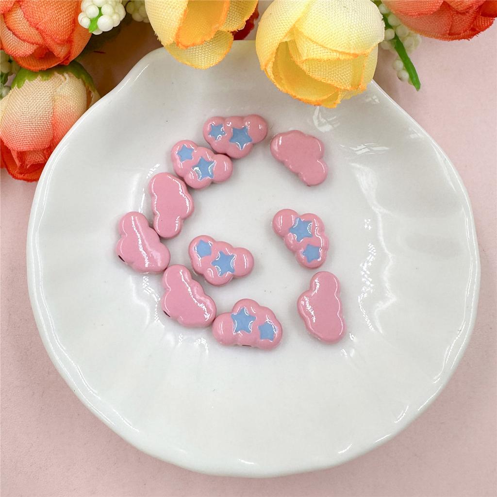 10pcs 9.7*12.6mm Fashion Alloy Dripping Cloud Beads Bracelet Necklace Jewelry Making Accessories Cute Beaded Material