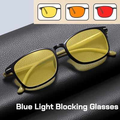 Fashionable Color Blocking Night Vision Blue Light Blocking Glasses Orange or Red Lenses for Computer Gaming Protective Eyewear