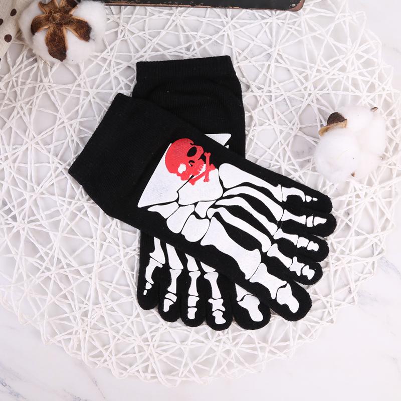 Creative Cotton Men's Five Finger Socks Soft Cotton Horror Skull Hand Claw Prints Summer Toe Socks Outdoor Sports Running Socks