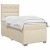 Boxspring Bed with Mattress and Headboard Cream 90 X 200 Cm Fabric