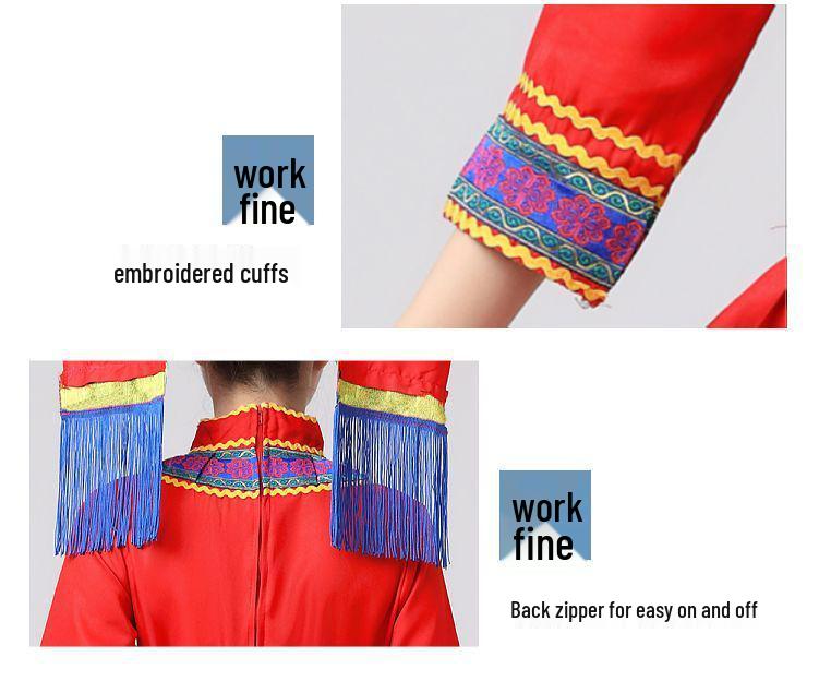 Guangxi 3. března Zhuangský ženský festivalový taneční kostým