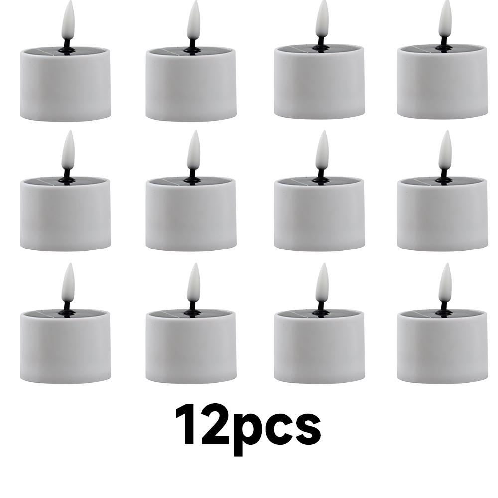 Solar Tea Lights Outdoor Garden LED Flameless Flickering Candle Light Landscape Courtyard Lamp Waterproof Dusk to Dawn Lighting