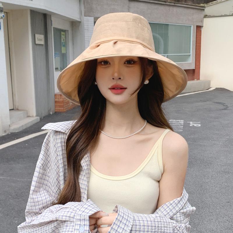 Summer Hat Women Sunscreen Bucket Hat Bow Travel Travel Big Edge Sunscreen Sun Hat