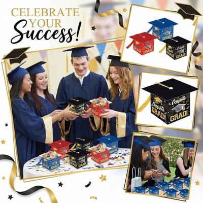 Graduation Candy Favor Boxes Graduation Cap Design Paper Treat Boxes Party Supplies Set of 6 Suitable for Graduation Celebrations and Events
