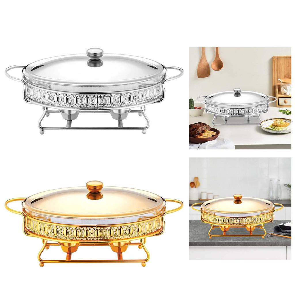 Catering Food Warmer Round Chafing Dish and Holder Buffet Set for Soup Stock Pots Event
