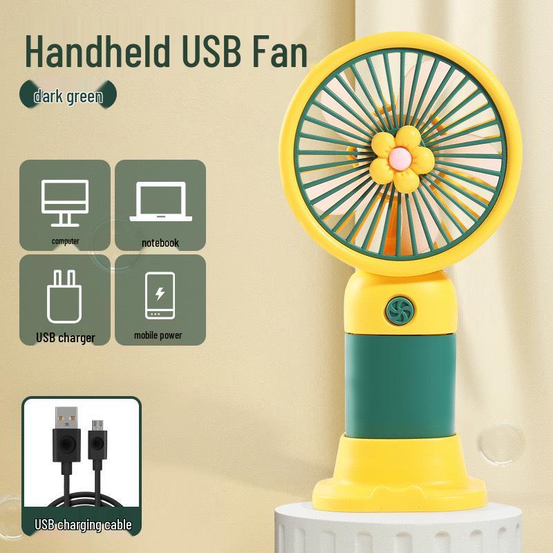 Portable Mini Cartoon Flower USB Desk Fan - Student Gift