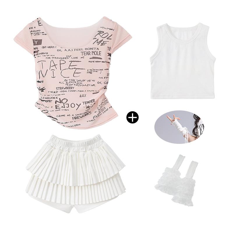 Children's Jazz Dance Costume Girls Sweet Cool Children's Catwalk JAZZ Women's Troupe Vest Girls Street Dance Costume Summer