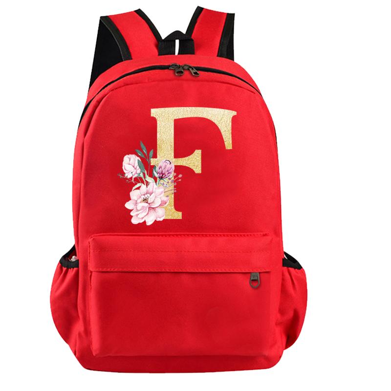 26 English Letters Cosplay Canvas Red Backpack Children Schoolbag Travel Bag Back To School Bookbag for Kids