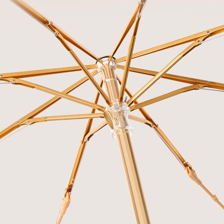 Cheap Gold Frame Custom Logo Umbrellas Small UV Wooden Handle Umbrella Sun Rain Three Fold Manual Umbrella for Girls